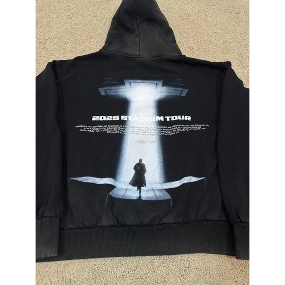 XO The Weeknd Hoodie Medium Black After Hours Til Dawn 2025 Stadium Tour Faded